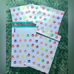 20 - 6 X 9 - Puppy Dog Paw Print - Rainbow -  Poly Mailers